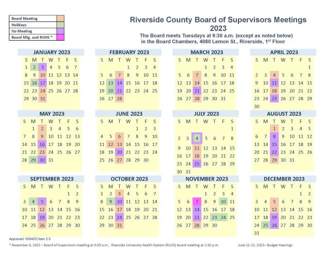 Board Calendar | Riverside County Clerk of the Board Board Calendar | Riverside County Clerk of the Board